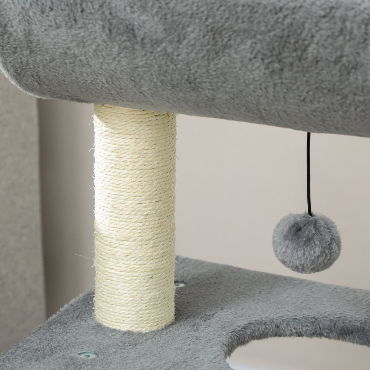 Pawhut Rascador Para Gatos Altura 76 Cm Con Plataforma En U Gris Claro_4