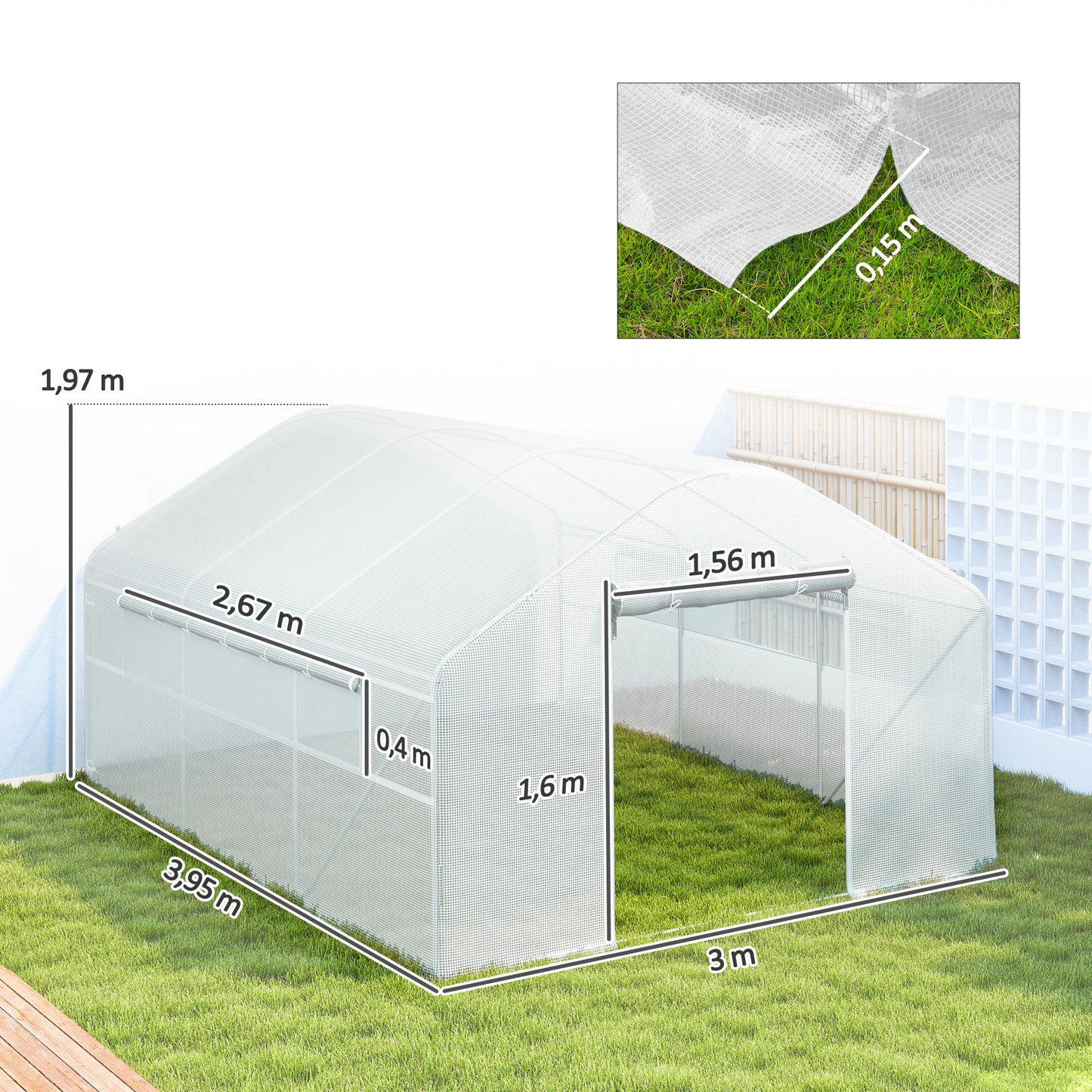Outsunny Invernadero De Exterior 4x3x2 M Con Cubierta De Pe Anti-uv Blanco_2