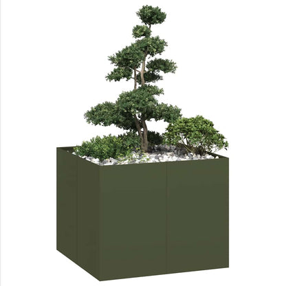 Jardinera Acero Verde Oliva 100x100x80 Cm_1