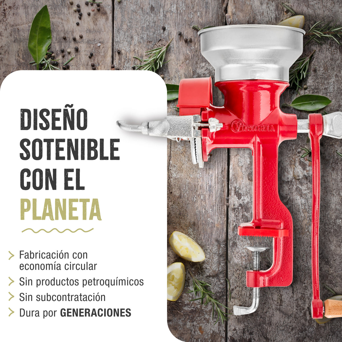 Victoria Molino Cereales Manual Hierro Fundido Para Moler Café, Maíz, Semillas, Grosor Ajustable, 30032, Rojo_5