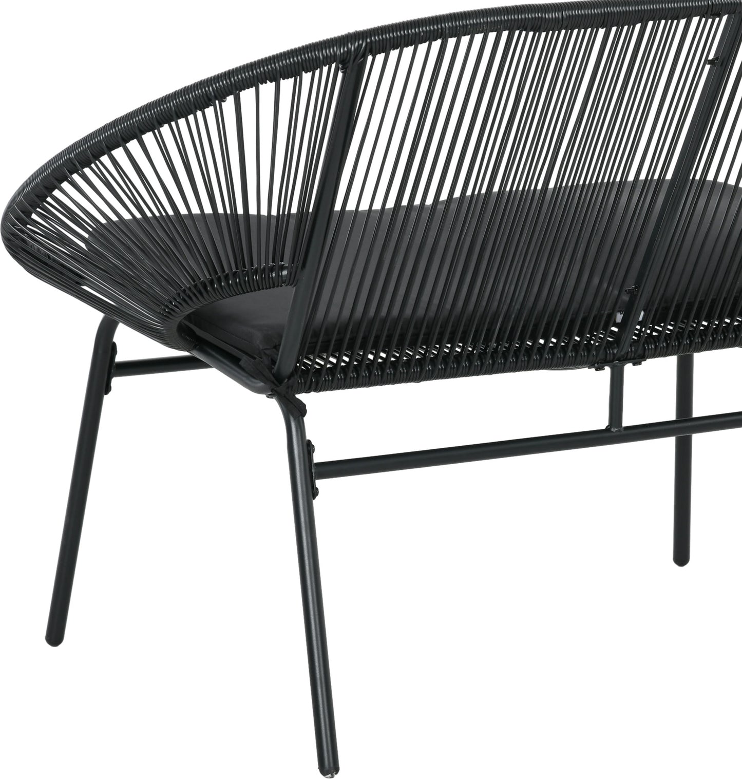Outsunny Silla Acapulco De 2 Plazas Con Reposabrazos Cojines 132x72x83 Cm Negro_4