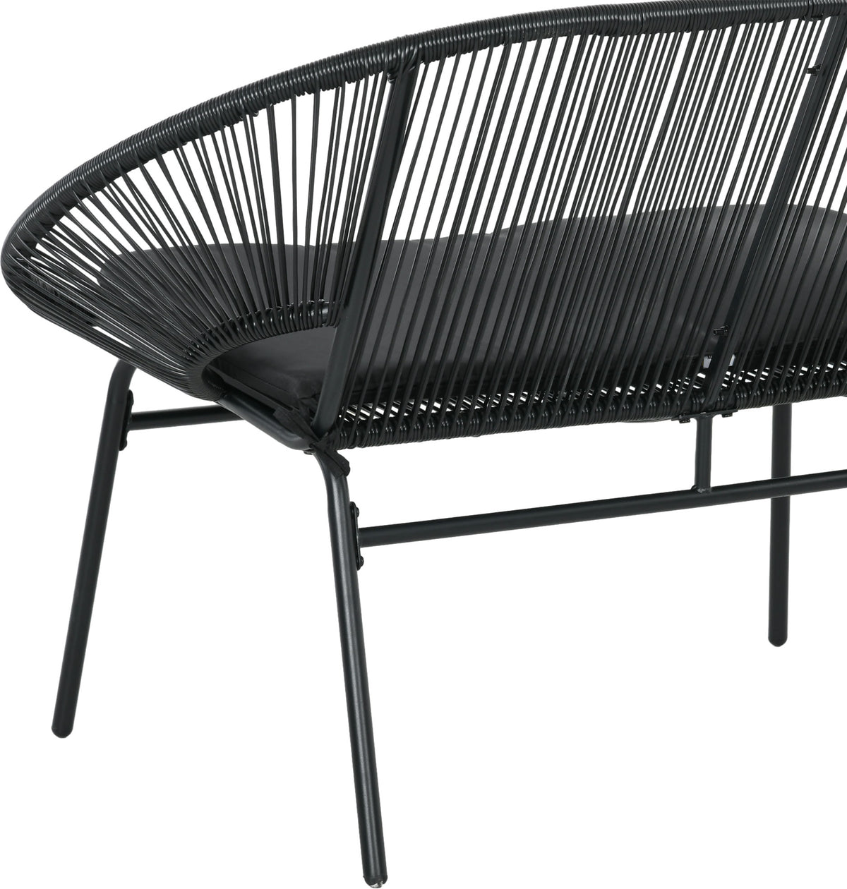 Outsunny Silla Acapulco De 2 Plazas Con Reposabrazos Cojines 132x72x83 Cm Negro_4