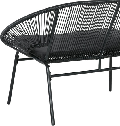 Outsunny Silla Acapulco De 2 Plazas Con Reposabrazos Cojines 132x72x83 Cm Negro_4