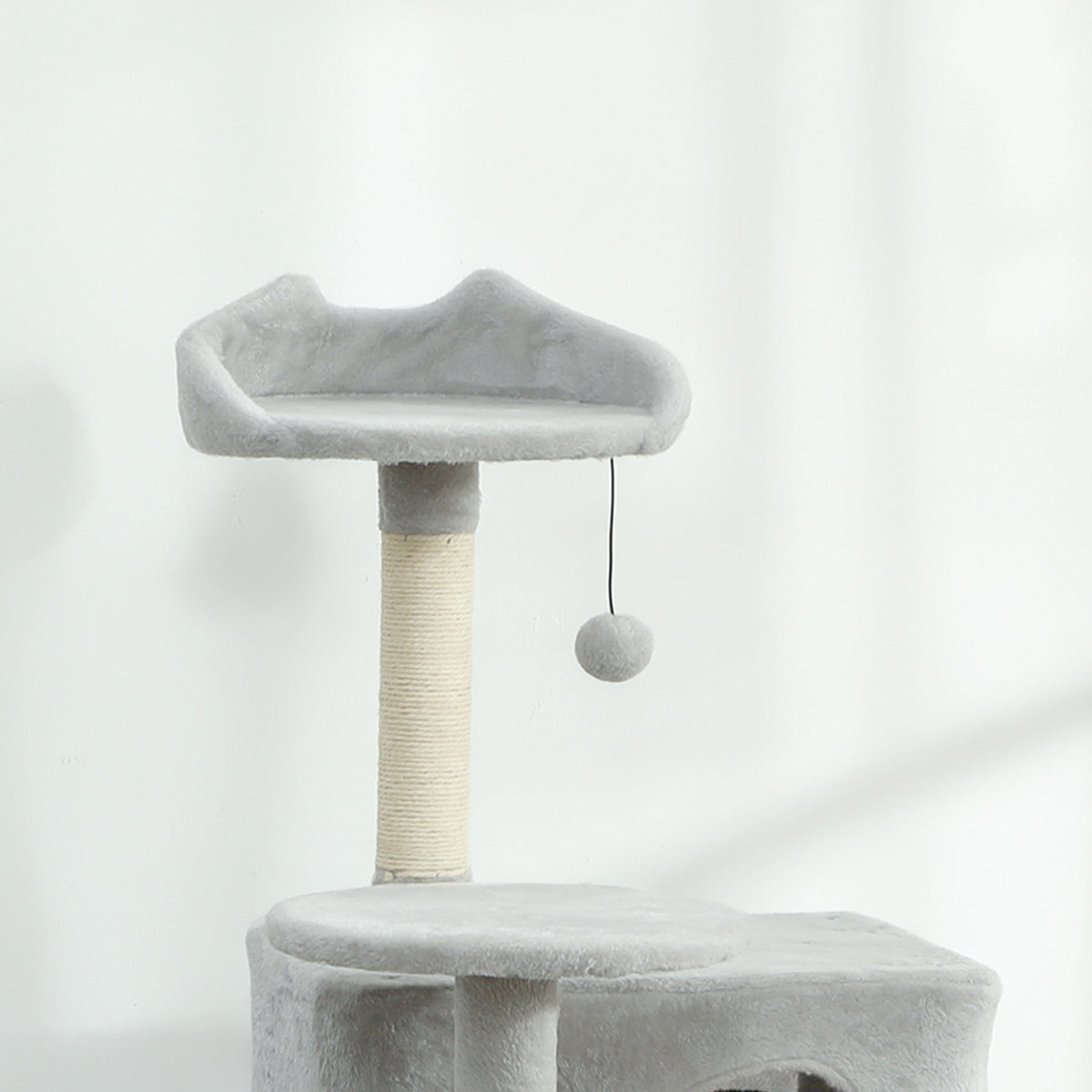 Pawhut Árbol Rascador Para Gatos 140 Cm Con Múltiples Plataformas Gris Claro_3