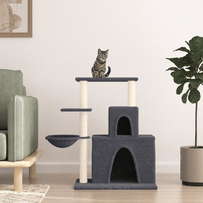 Rascador Para Gatos Con Postes De Sisal Gris Oscuro 83 Cm_1