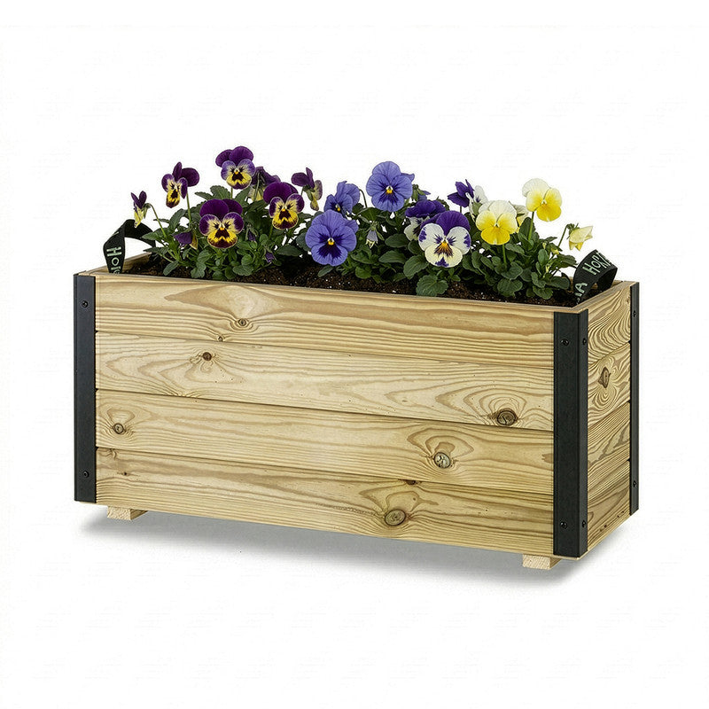 Jardinera Exterior De Madera Con Refuerzo De Aluminio Ghio Al Hortalia 80x30x40 Cm_0