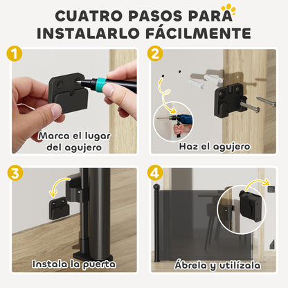 Pawhut Barrera De Seguridad Para Perros Retráctil 0-125 Cm Para Escaleras_4
