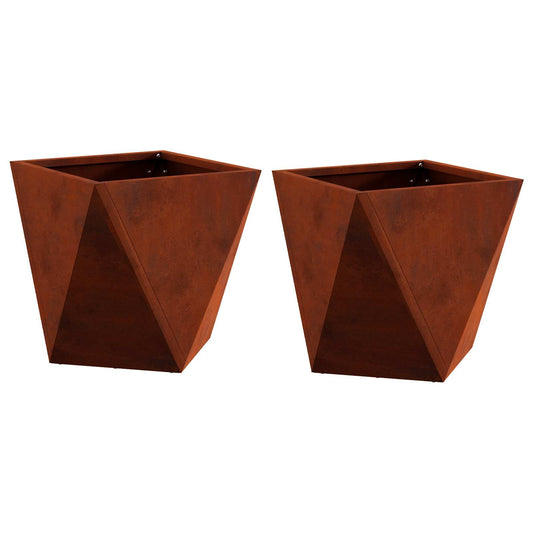 Jardinera 2 Pcs Oxidado 30 X 30 X 30 Cm Acero Autopatinable_0