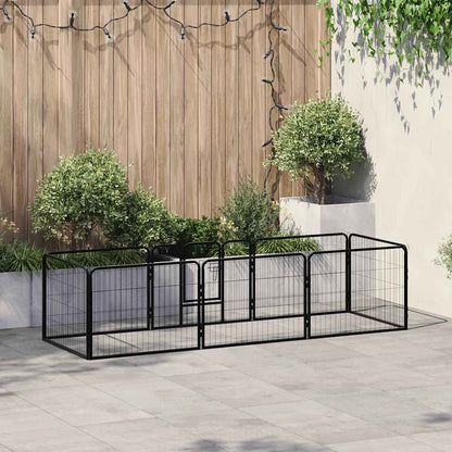 Corral Para Perros 8 Paneles De Acero 60x80 Cm Negro_1