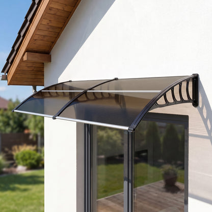 Marquesina Exterior Policarbonato Outsunny 200x96x27 Cm Marrón_1