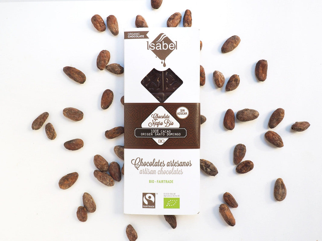 Tableta Bio chocolate negro 100% cacao – Origen santo domingo. sin azúcar_0