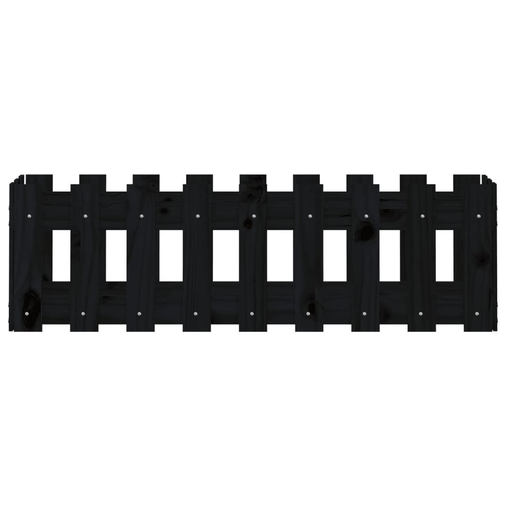 Arriate Elevado Jardín Con Valla Madera Pino Negro 100x30x30cm_4