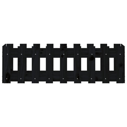 Arriate Elevado Jardín Con Valla Madera Pino Negro 100x30x30cm_4