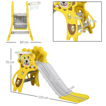 Aiyaplay Tobogán Infantil 3 En 1 Con 2 Escaleras 131x50x74 Cm Amarillo Y Gris_2