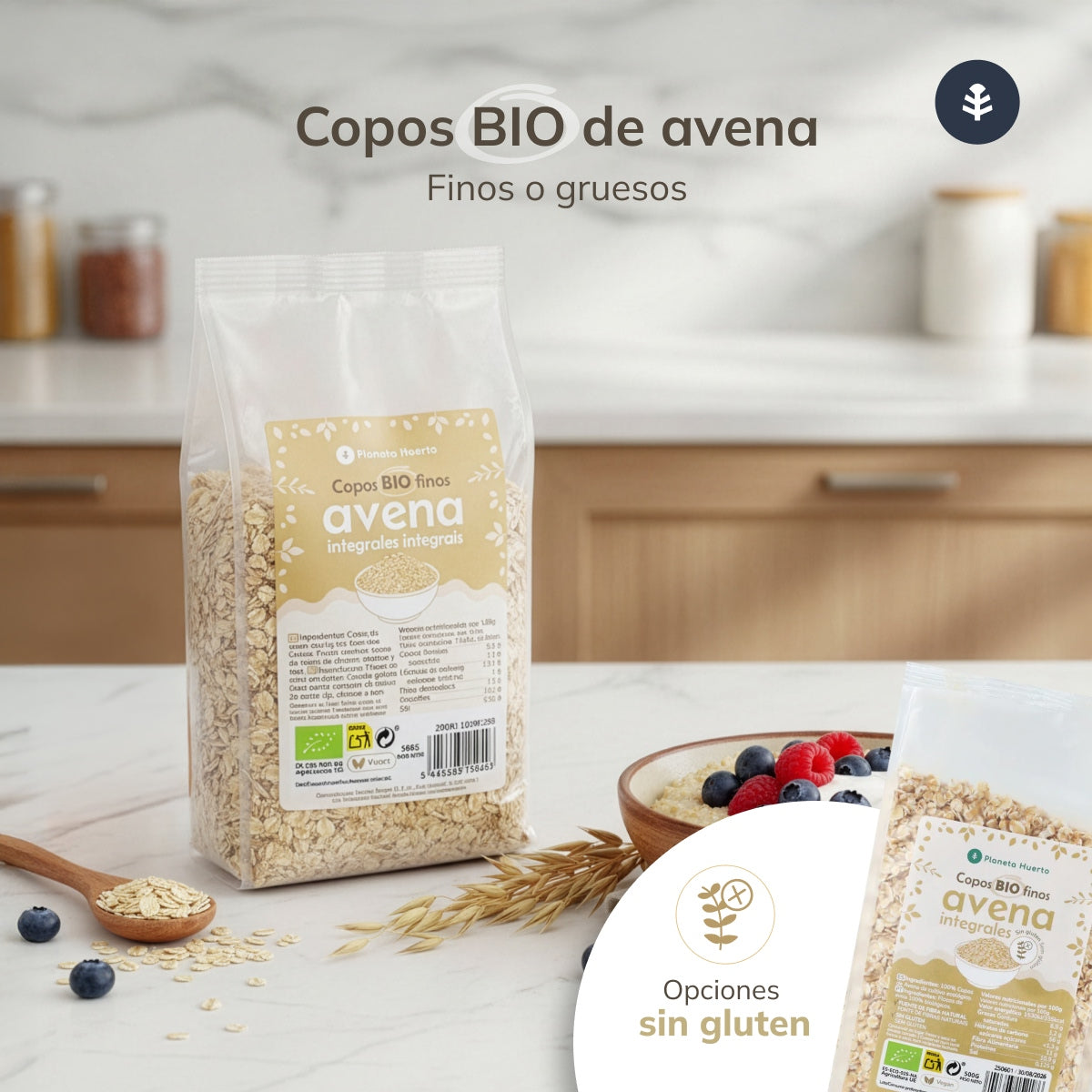 Copos de Avena integrales gruesos ECO Planeta Huerto 500 g