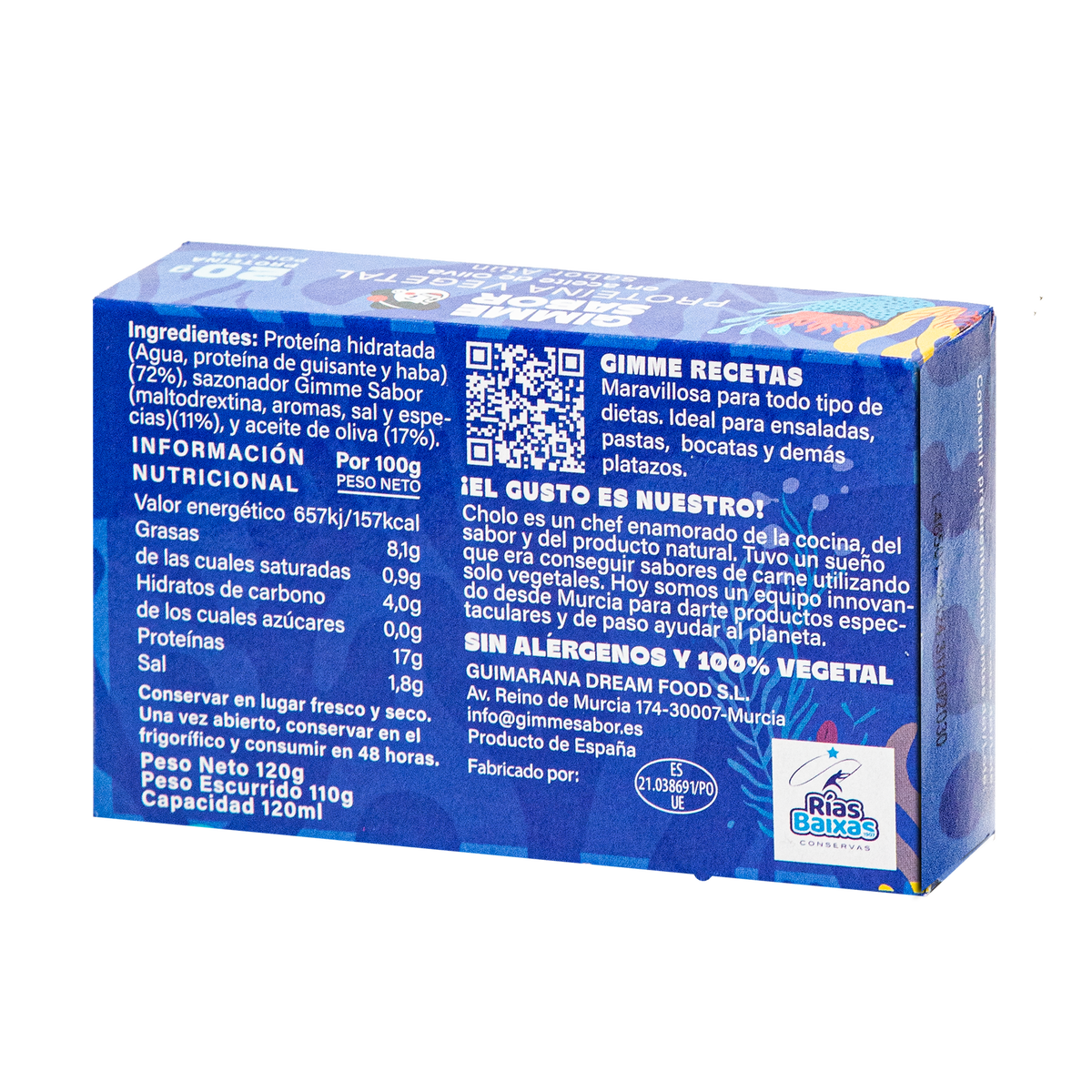 PACK AHORRO Atún Vegano en Aceite de Oliva 120g X 6uds. | Sin Gluten, Sin Aditivos, Sin Alérgenos | Gimme Sabor_3