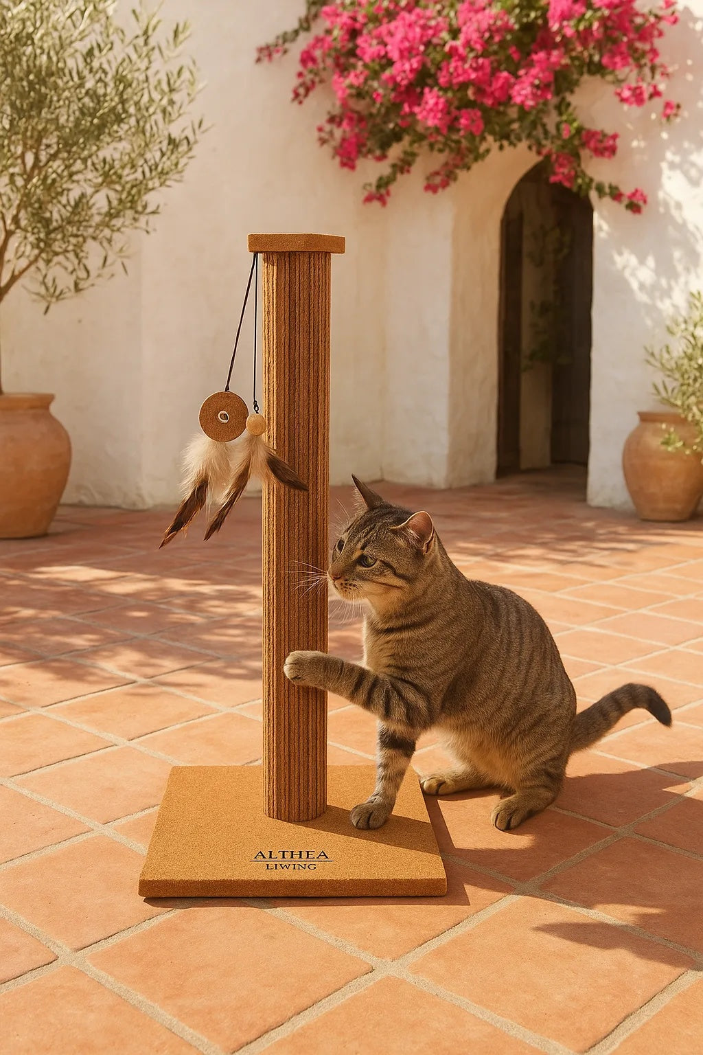 Poste Rascador Para Gatos Brisa De Corcho Natural Althea Living 36x36x54cm_3