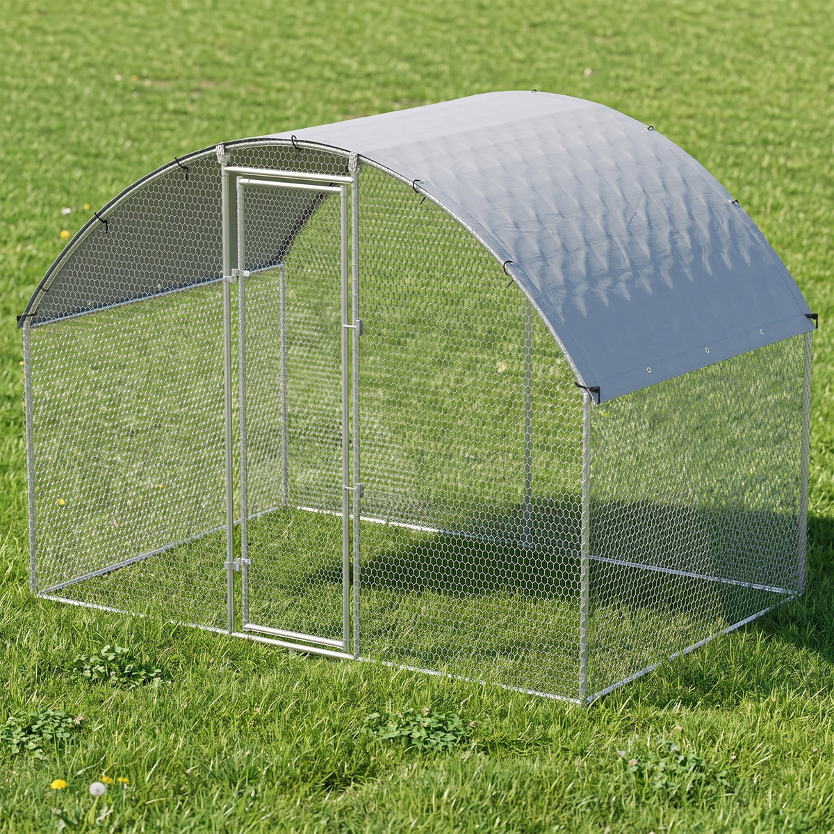 Pawhut Gallinero Para Exterior 2,8x1,7x1,9 M Para 5-8 Gallinas Plata_1