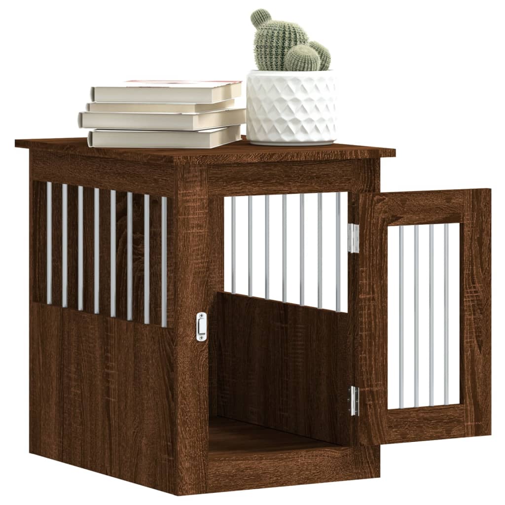 Jaula Para Perros Madera De Ingeniería Roble Marrón 45x62x59 Cm_4