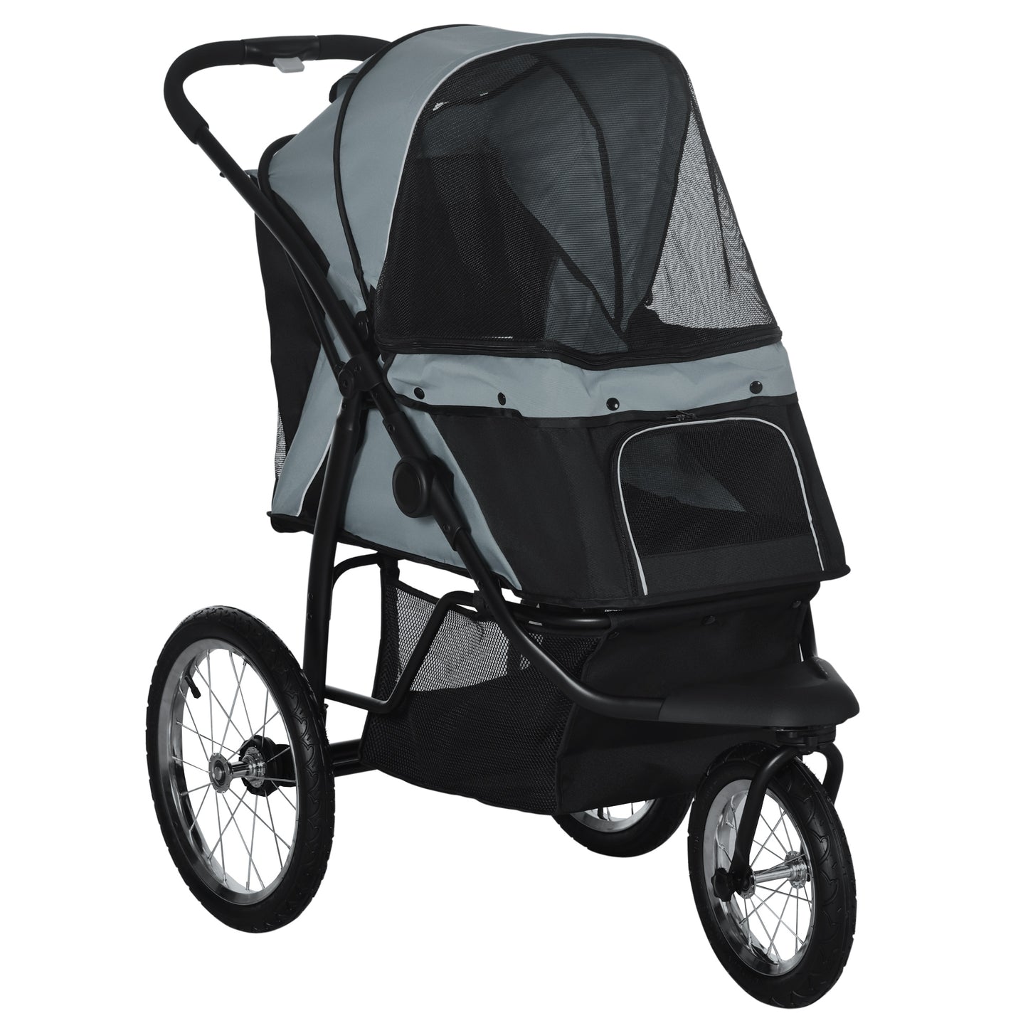 Pawhut Carrito Para Perros Plegable Con Cesta De Almacenaje 111x58x107 Cm Gris_0