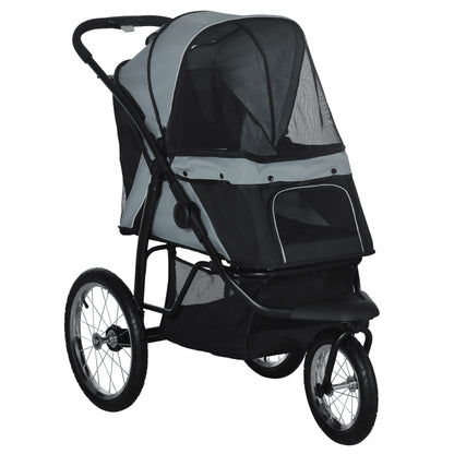 Pawhut Carrito Para Perros Plegable Con Cesta De Almacenaje 111x58x107 Cm Gris_0