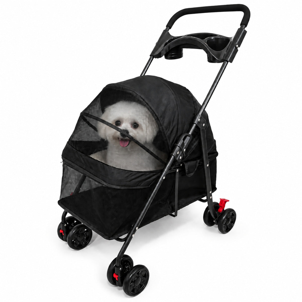 Carrito Plegable Mascotas 97x69x49cm Nyana Pets | 4 Ruedas Freno | Carro Para Perro O Gato | Transportin Para 18kg_4