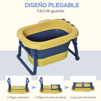 Homcom Bañera Plegable Para Bebé 0-6 Años Patas Antideslizantes 75,3x55,4x43 Cm_5
