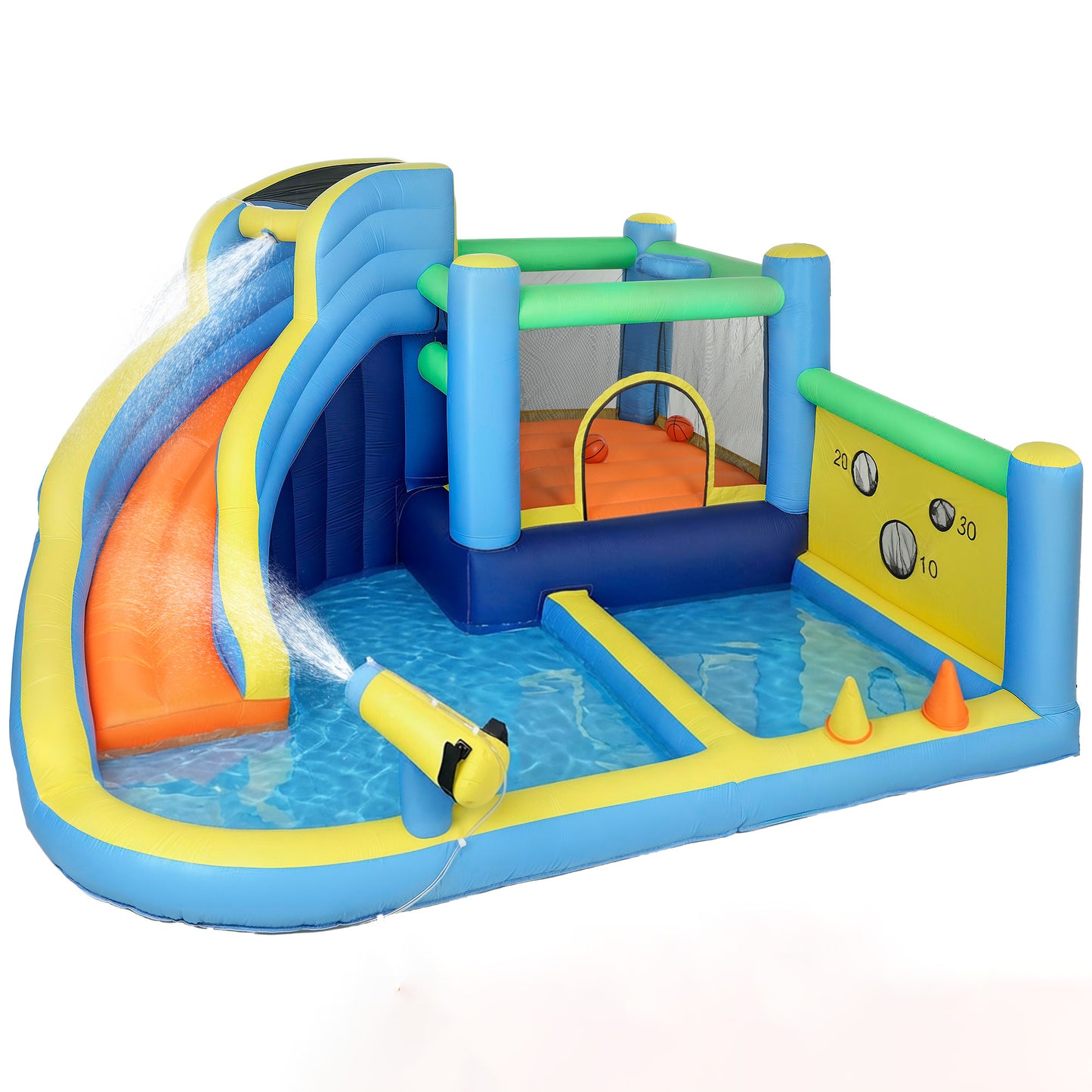 Aiyaplay Castillo Hinchable Acuático 8 En 1 Con Soplador 550w Tobogán Trampolín_0
