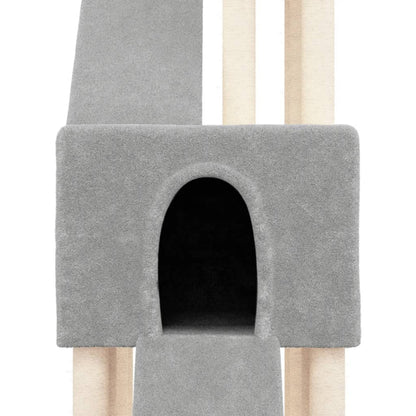 Rascador Para Gatos Con Postes De Sisal Gris Claro 190 Cm_5