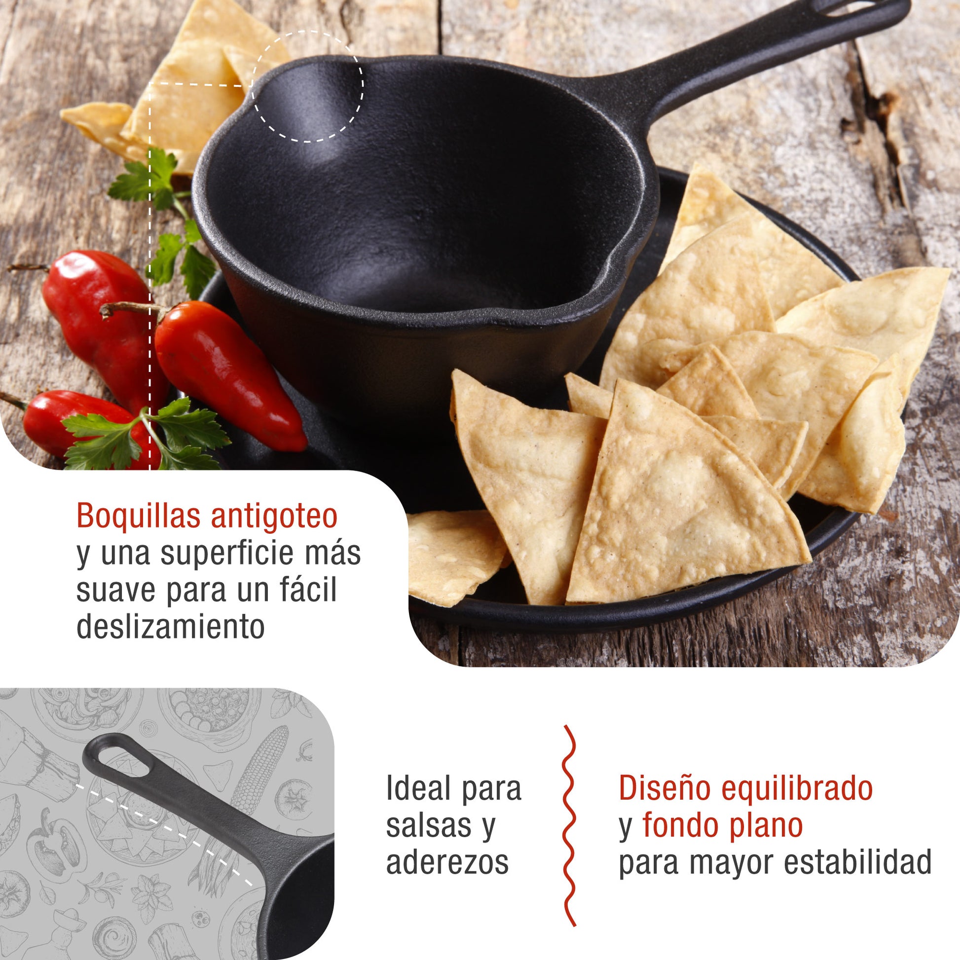 Victoria Cazo Cocina Inducción Hierro Fundido Esmaltado Salsero 0,4 L, Apto Barbacoa, Horno, Cast Iron, 34870, Negro_2