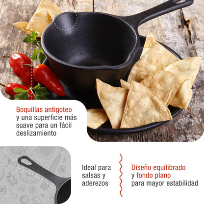 Victoria Cazo Cocina Inducción Hierro Fundido Esmaltado Salsero 0,4 L, Apto Barbacoa, Horno, Cast Iron, 34870, Negro_2