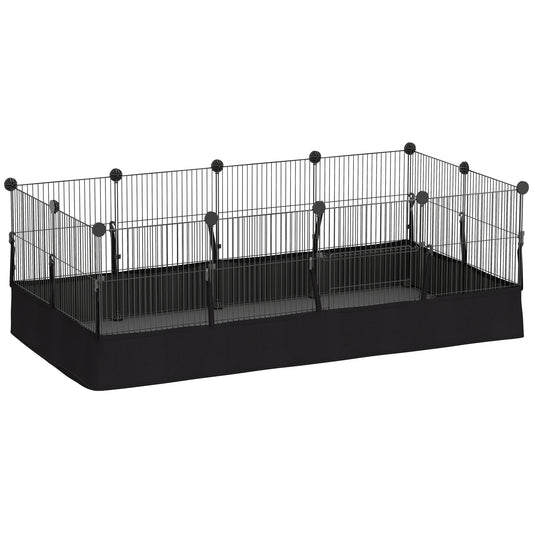 Pawhut Valla Metálica Para Mascotas 12 Paneles Alfombra Impermeable 120x60x40 Cm_0