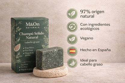 Champú Sólido para Cabello Graso con Aloe Vera, Arcilla Verde y Romero 80 g | M&amp;On Naturals_3