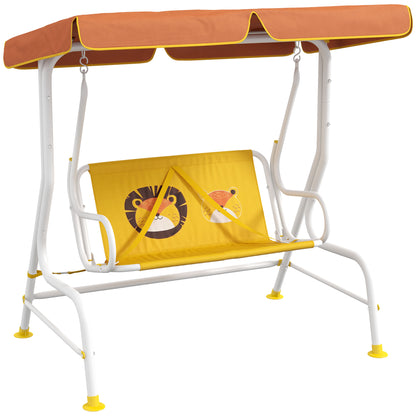 Outsunny Columpio De Jardín Infantil Con Patrón De León 110x70x110 Cm Amarillo_0