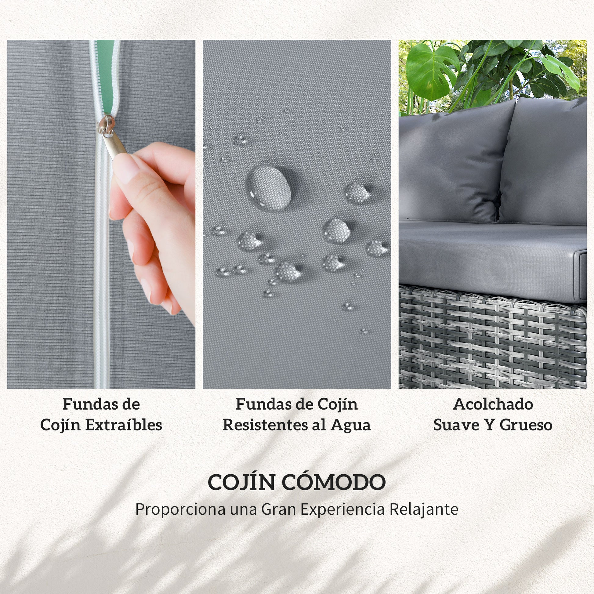 Outsunny Set Muebles De Jardín 4 Piezas De Ratán 2 Sofá Doble 2 Mesa Gran_5