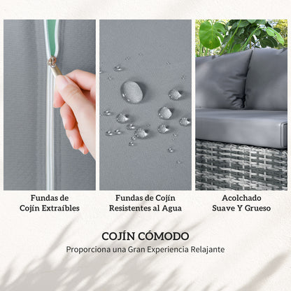 Outsunny Set Muebles De Jardín 4 Piezas De Ratán 2 Sofá Doble 2 Mesa Gran_5