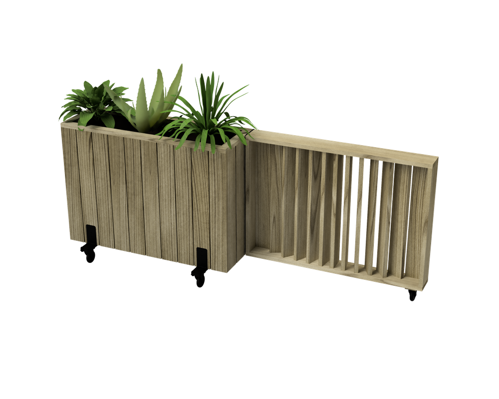 Kit Jardinera Alta De Madera Con Ruedas Y Barandilla Abatible 100 X 34 X 80 Cm Hortalia_0