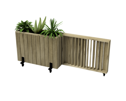 Kit Jardinera Alta De Madera Con Ruedas Y Barandilla Abatible 100 X 34 X 80 Cm Hortalia_0