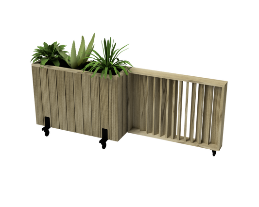 Kit Jardinera Alta De Madera Con Ruedas Y Barandilla Abatible 100 X 34 X 80 Cm Hortalia_0