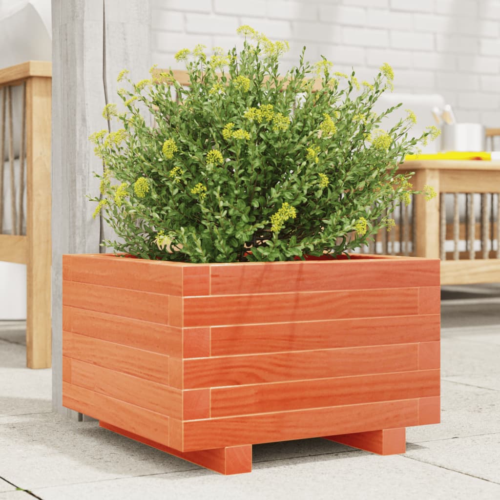 Jardinera Madera Maciza De Pino Marrón Cera 40x40x26,5 Cm_1