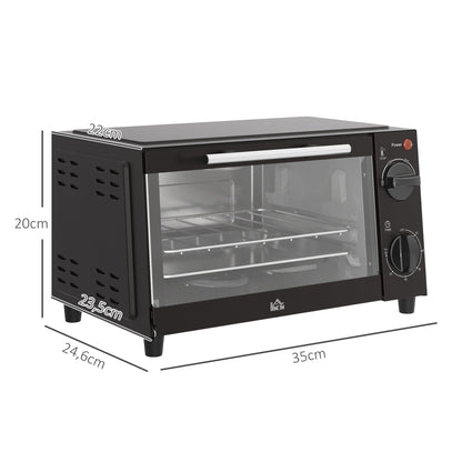 Homcom Mini Horno Eléctrico 9l 50w Con Temperatura Ajustable Temporizador Negro_2