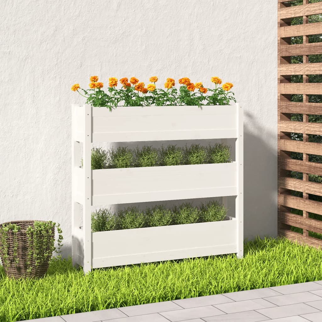 Jardinera De Madera Maciza De Pino Blanco 112x25x104,5 Cm_1
