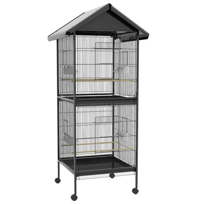 Pawhut Jaula Para Pájaros Grande De 2 Pisos 78x75x168 Cm Negro_0