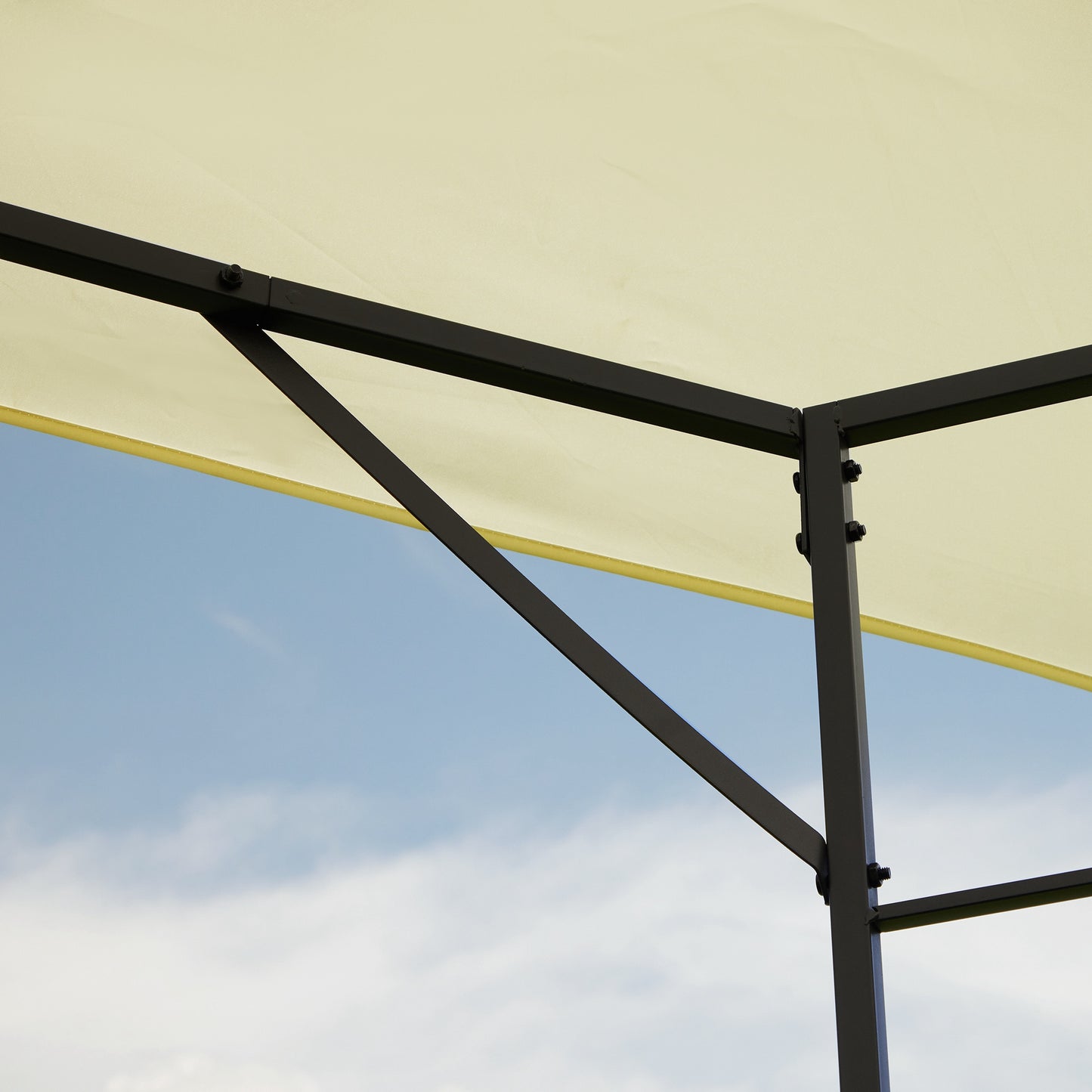 Outsunny Carpa 2,97x2,97x2,6m Cenador Con Acero Y Paravientos Laterales Crema_3