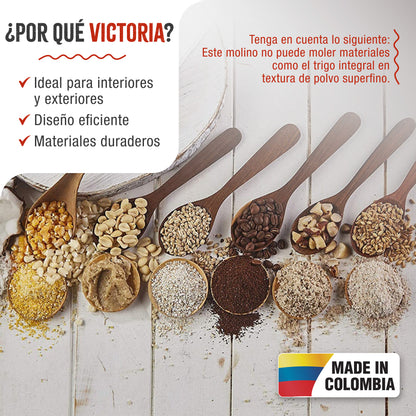 Victoria Molino Cereales Manual Hierro Fundido Para Moler Café, Maíz, Semillas, Grosor Ajustable, 30018, Cromado_1