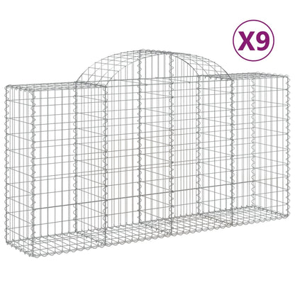 Cestas De Gaviones 9 Uds Forma De Arco Hierro 200x50x100/120 Cm_0