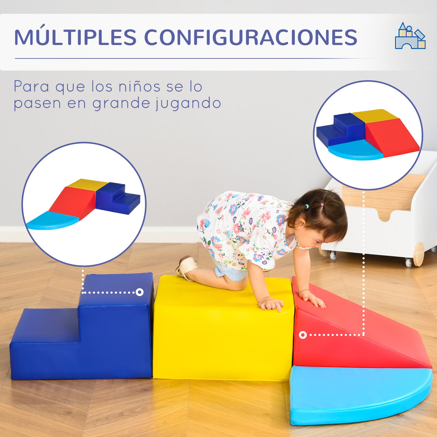 Homcom Juego De 4 Bloques Psicomotricidad Para Niños Multicolor_5