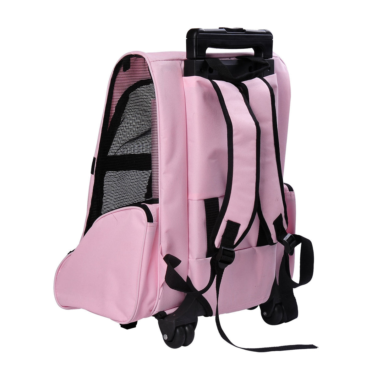 Pawhut Transportín 2 En 1 Para Mascotas Carrito Mochila Ruedas 42x25x55 Cm Rosa_4