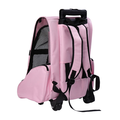 Pawhut Transportín 2 En 1 Para Mascotas Carrito Mochila Ruedas 42x25x55 Cm Rosa_4
