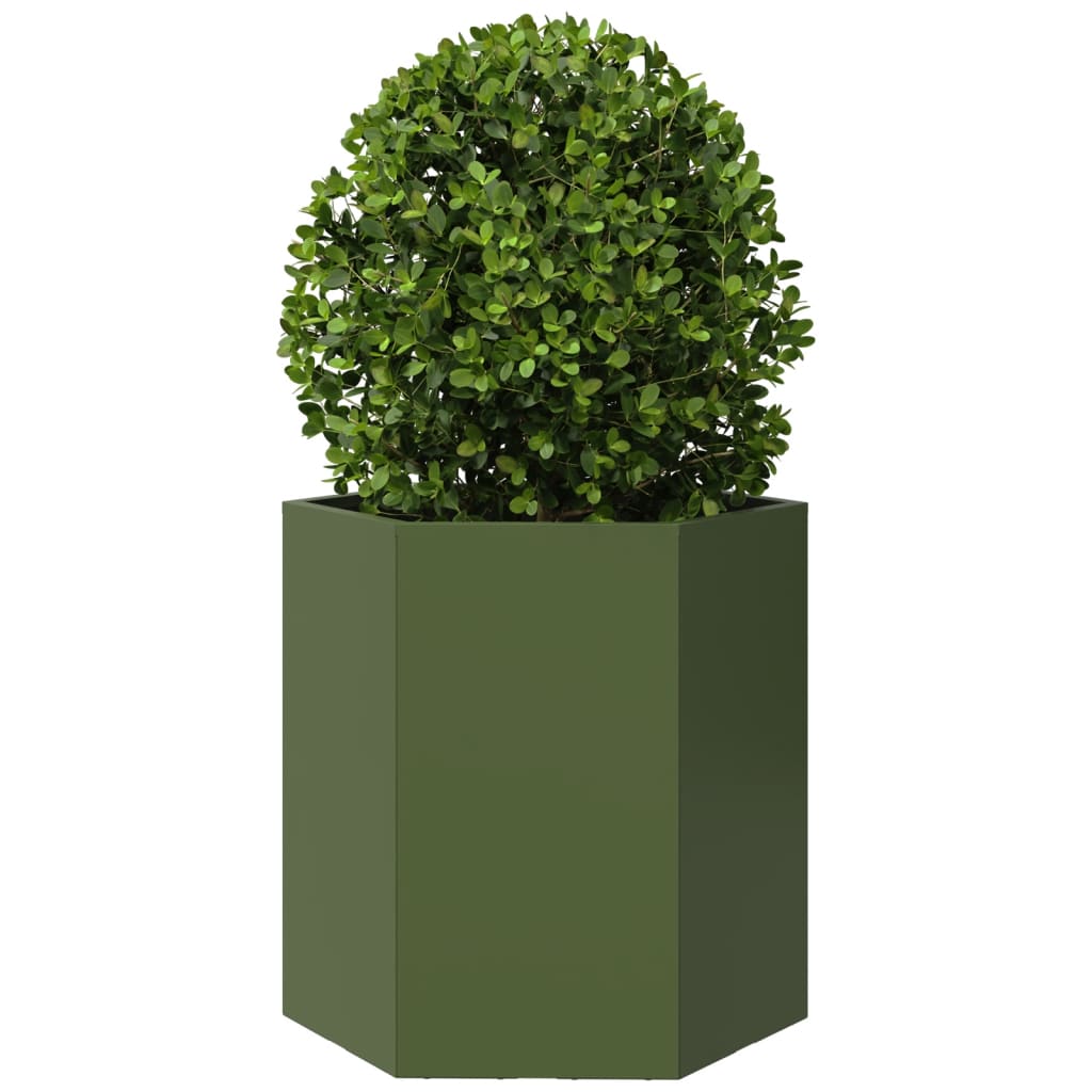 Jardinera Hexagonal De Acero Verde 46x40x45 Cm_2